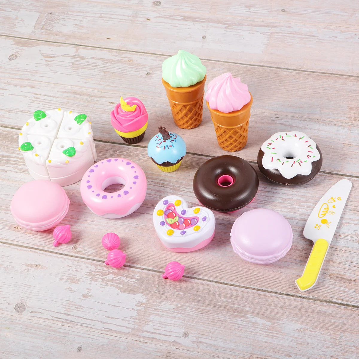 17 stuks simulatie cake donuts koekjes ijs dessert set plastic bestek voor kinderen snijden rollenspel educatief keuken spelen