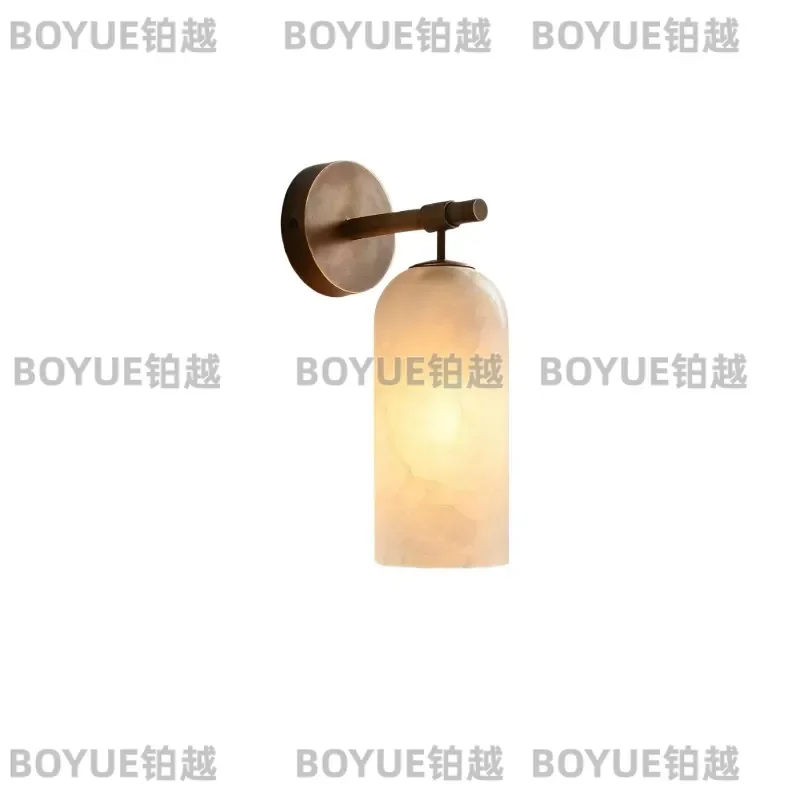 Spanish Marble Wall Lamp Solid Copper Modern Sconce for Living Room Bedroom Bedside Hotel Corridor Staircase Aisle Lighting