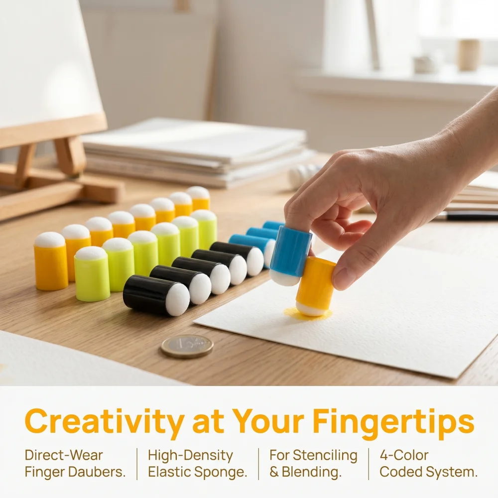 20Pcs Finger Paint Sponges, 4 Colors Paint Daubers for Art, Reusable Craft Sponge Brushes for  Watercolor DIY Supplies