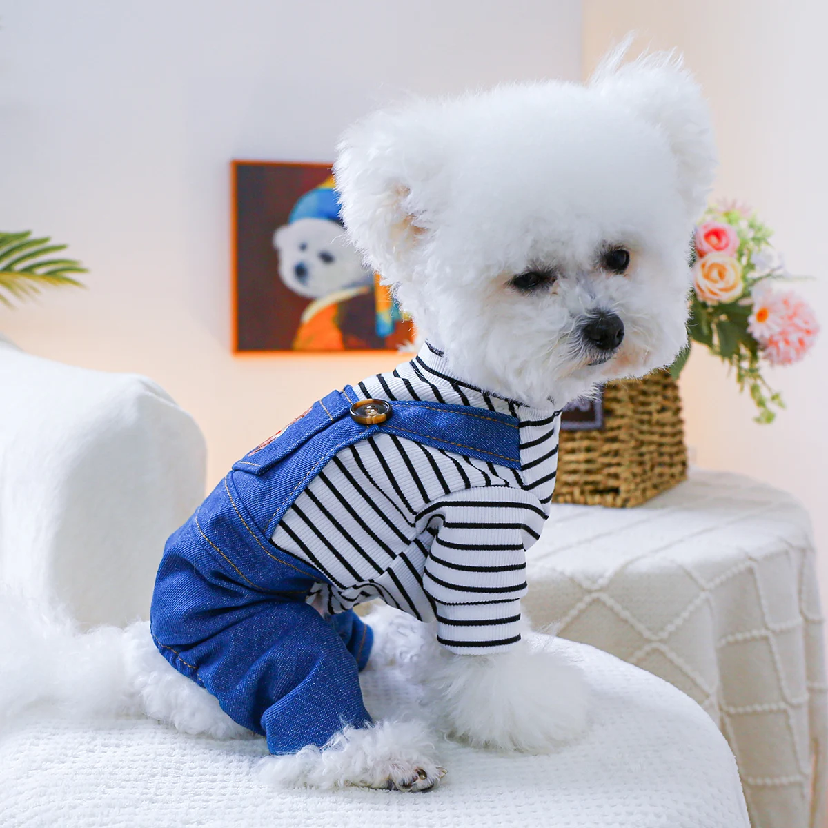 1PC Pet Clothing Spring and Autumn Handsome Little Bear O Bubble Four Leg Strap Pants Suitable for Small and Medium sized Dogs