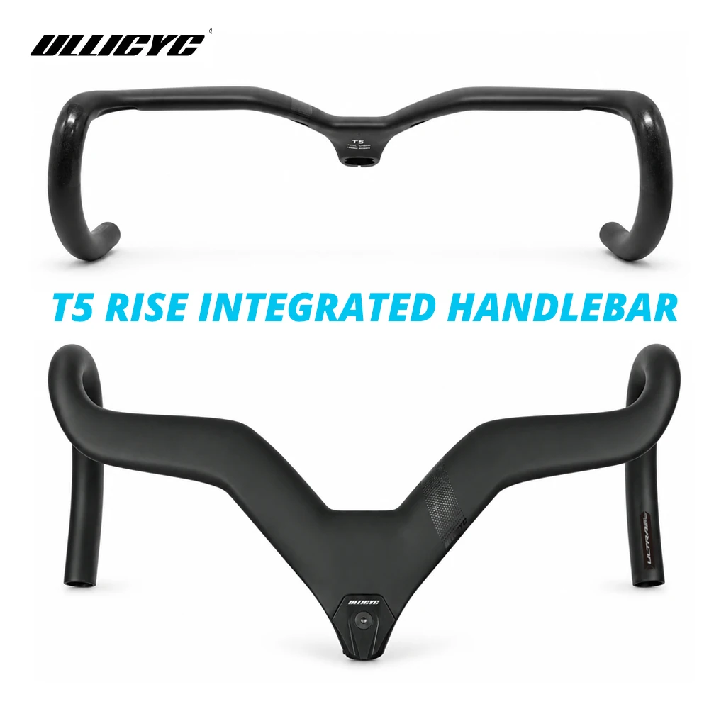AliExpress ULLICYC T5 Rise Integrated Handlebar Full Carbon Fiber Internal Routing Road Bike Cockpit Rise 40mm Carbon Drop Bar With Mount