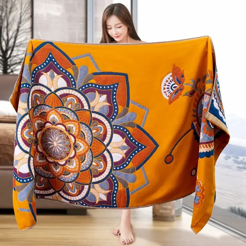 WASART Summer 4 layer muslin towel cotton quilt nap blanket boho mandala jacquard adult baby air conditioning thin comforter 160