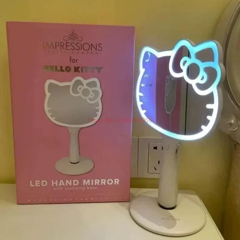 

Genuine Sanrio Hello Kitty Kawaii Led Handheld Portable Vanity Mirror Cartoon Rechargeable Desktop Makeup Beauty Mirror Gifts