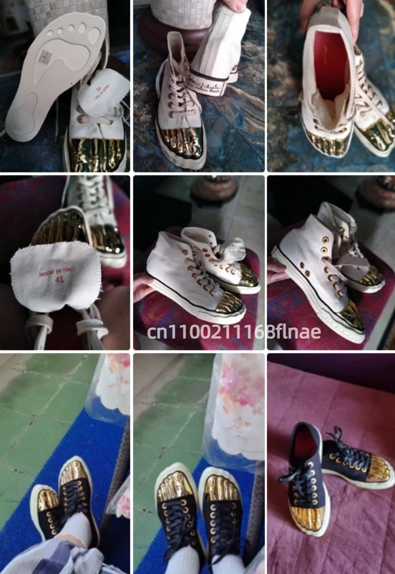 Goldene Canvas-Sneaker für Damen und Herren, rutschfest, atmungsaktiv, hochwertige Streetdance-Performance-Schuhe mit Schnürung und flacher Sohle – Detail 3
