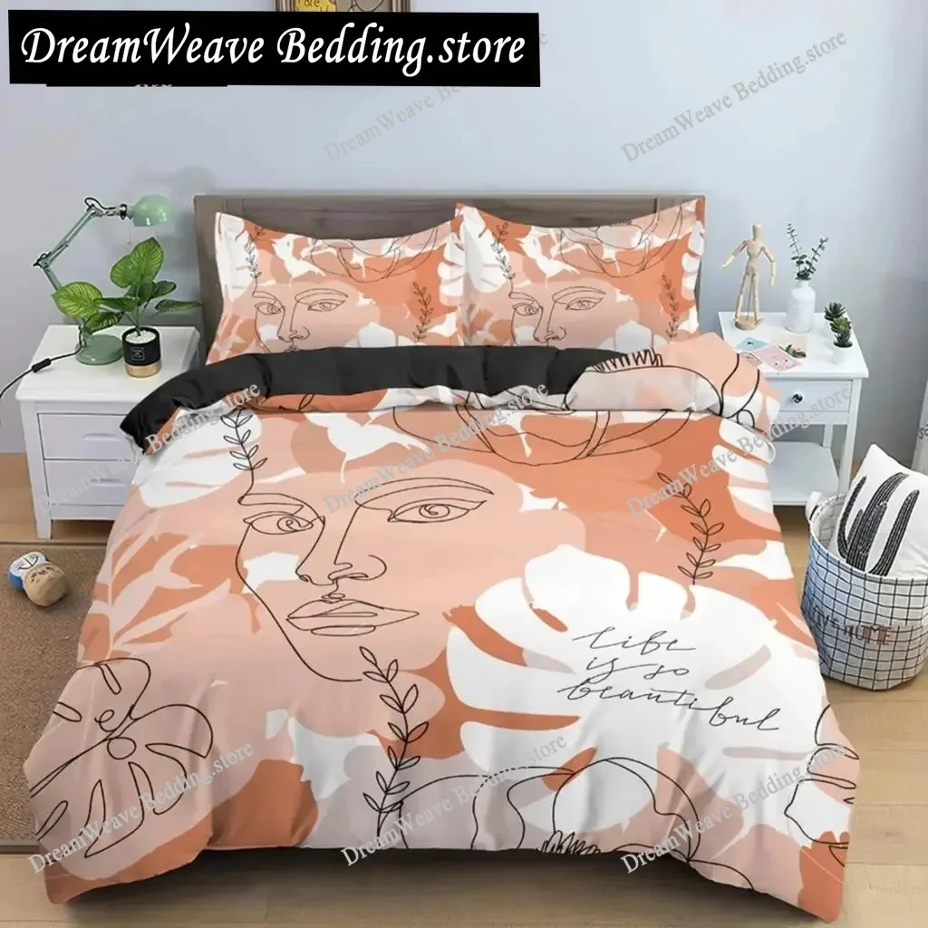 Nordic Line Figure Portrait Bedding Set Duvet Cover 3d Bedding Fashion Design Decoration King Duvet Cover Set Double Bed Set