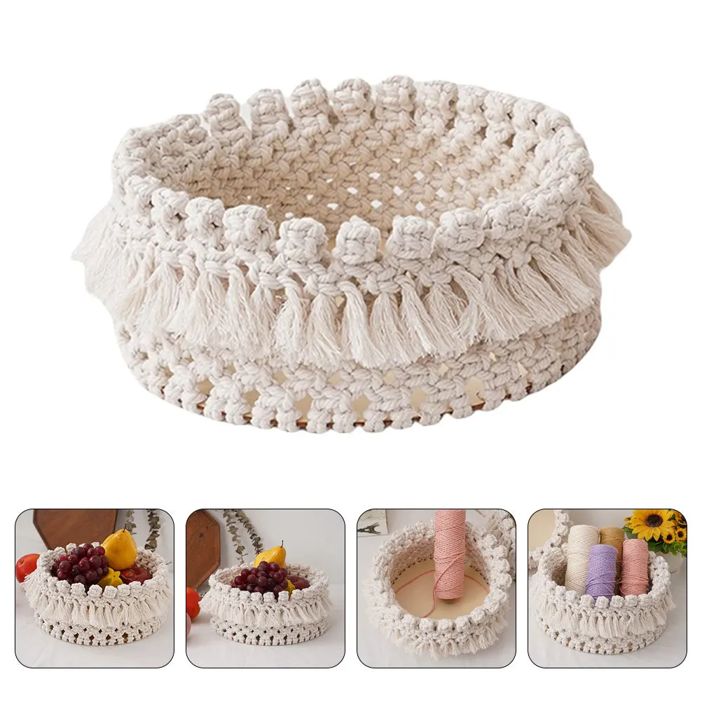 

2pcs Cotton Storage Baskets Woven Organizer For Snacks Cosmetics Home Bedroom Home Accessory Desktop Decorative Basket