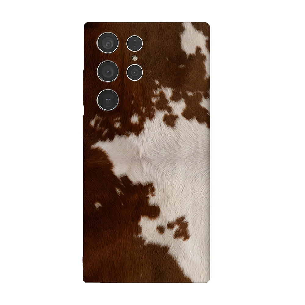TERRA Braune Pelz-Handyhülle für Samsung Galaxy S25 S24 S23 Ultra Plus A35 A446, glänzende HD-Hartschale