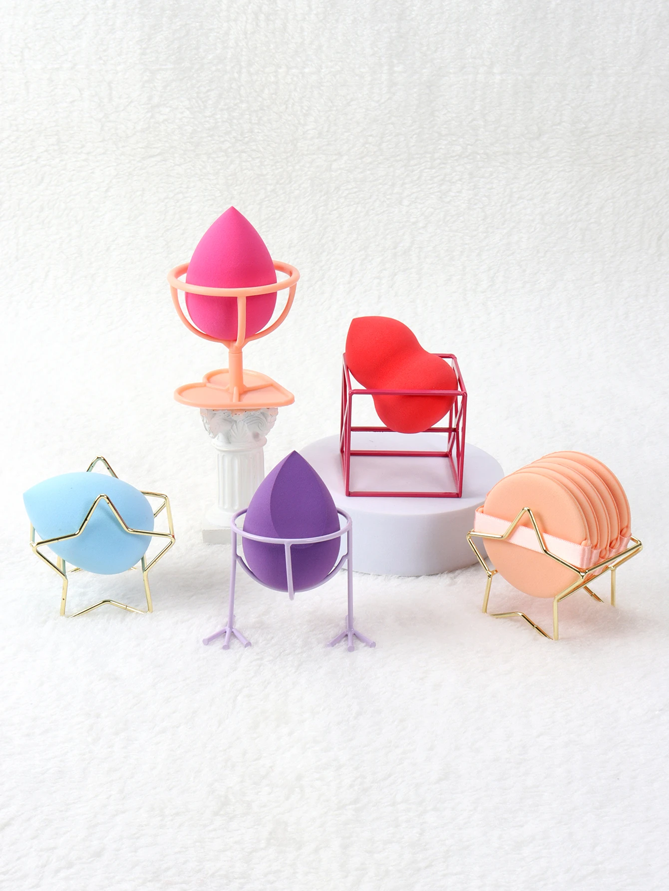 1 Pcs Make up Puff Storage Rack Sponge Drying Stand Holder Drying Rack Makeup Egg Bracket Puff Bracket Metal Drying Bracket view 2
