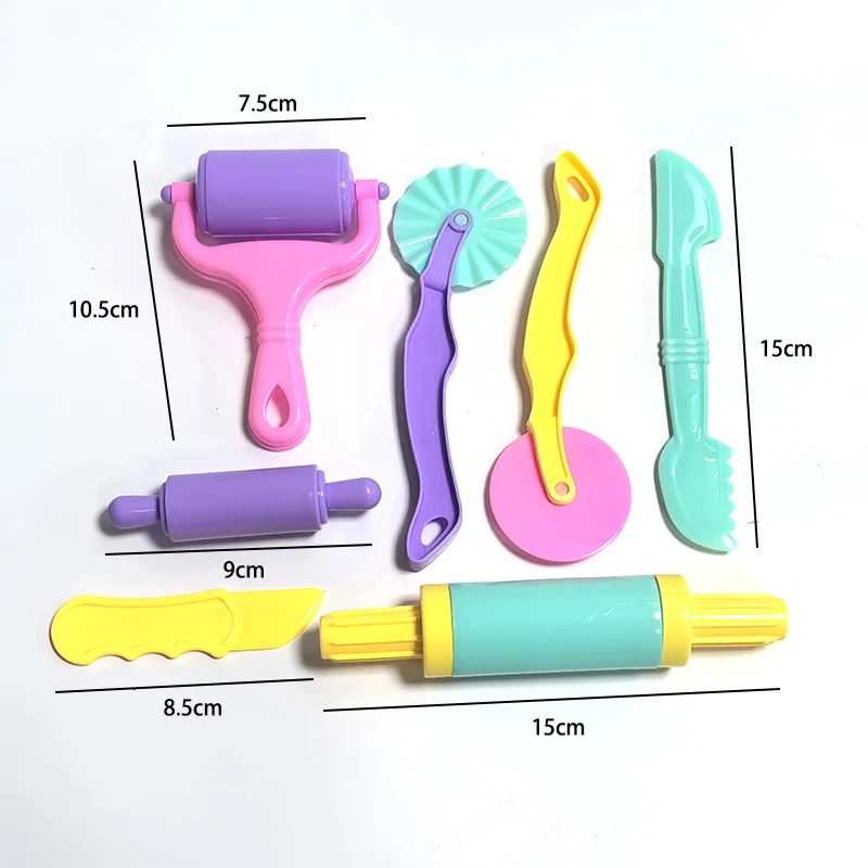 25-32pcs Play Dough 액세서리 세트 Playdough 도구 다양한 플라스틱 금형 롤링 핀 커터 어린이를위한 점토 모델 어린이