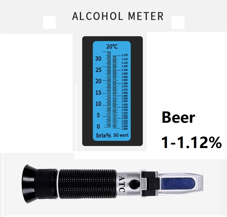 Manual Refractometer Alcohol Meter for Vodka Whiskey Wine Beer Alcoholmeter