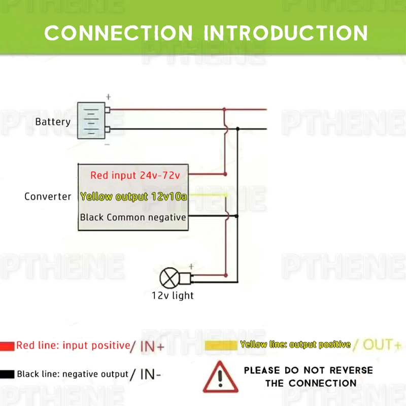 Pthene DC 36V 48V 60V 72V To 12V Voltage Electric Scooter motorcycle Vehicle lower reduce Step down light Regulator Converter