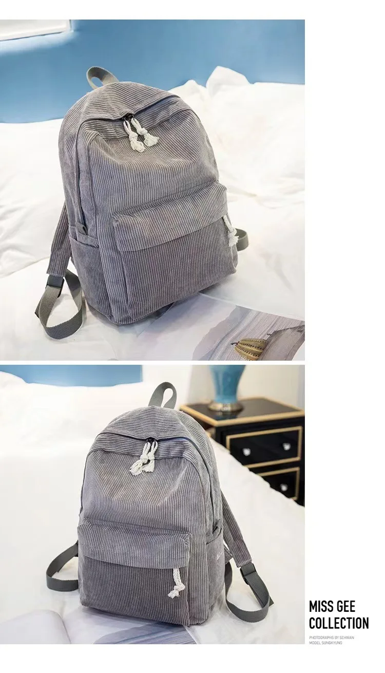 Cord-Rucksack, Academy Fashion Schultaschen für Mittelschule/Highschool und College, niedliche Quastendetail, vielseitige lässige Alltagstasche – Detail 22
