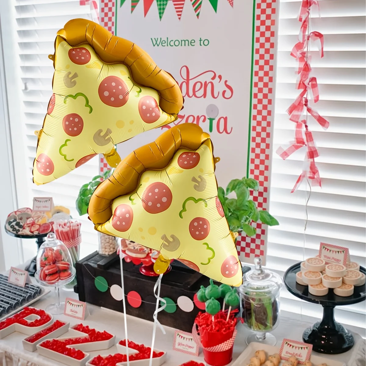 مجموعة بالونات من فيلم البيتزا المصنوعة من الألومنيوم مكونة من قطعتين - قطعة أثرية أساسية لتزيين المطاعم/الاحتفالات أعياد الميلاد! #1