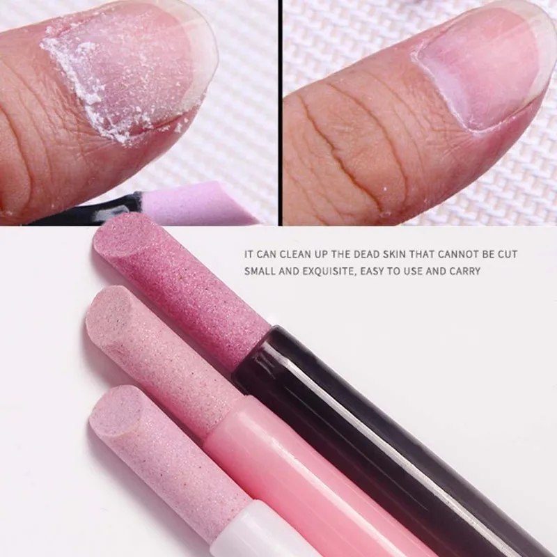 1-6PC Nail File Cuticle Stone Pusher Sanding Sticks Nail Art Quartz Pen Cuticle Remover Trimmer Manicure Tools Pushing Dead Skin