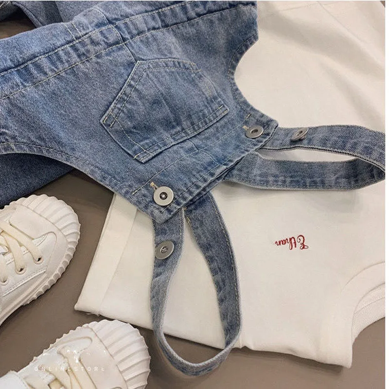 Spring Autumn Men\'s Women\'s Baby All-match Casual Jeans Light Color Denim Overalls Trendy Baby Wardrobe Single Product Pants