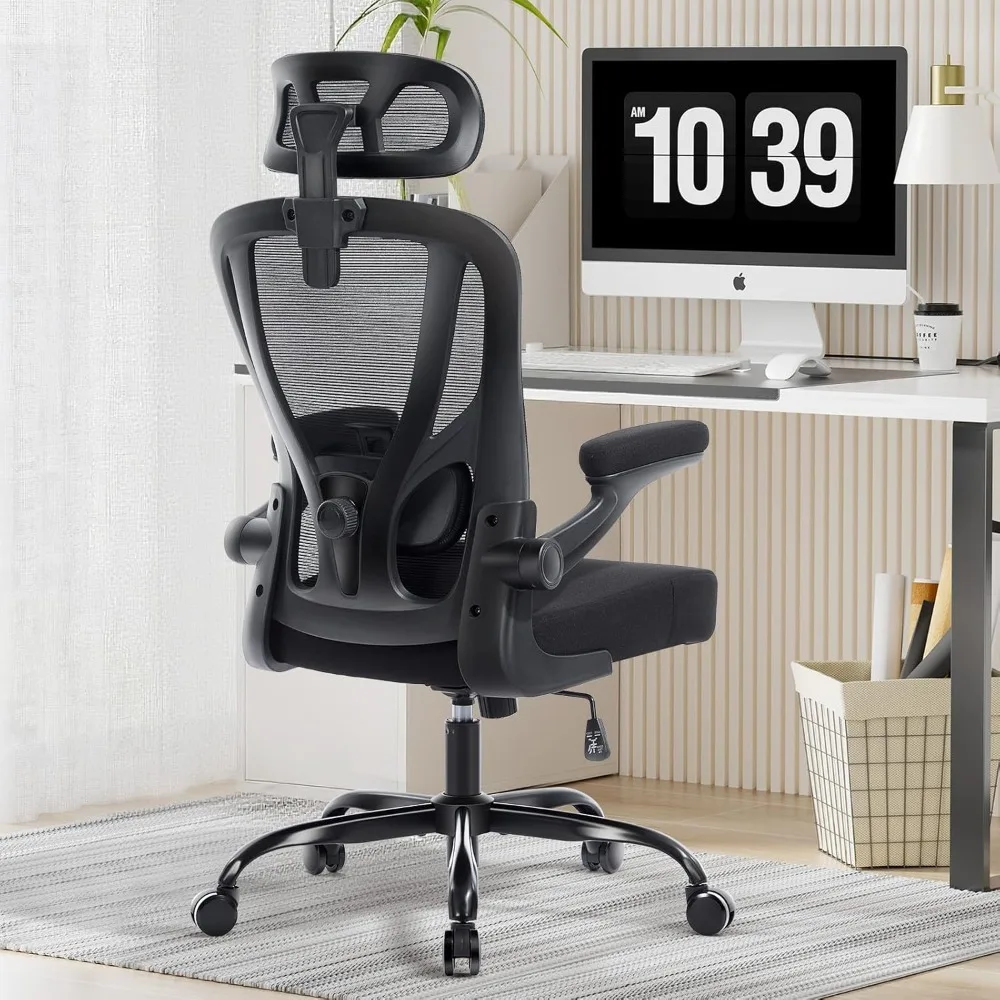 

Office Chair Ergonomic Office Chair with Lumbar Support, Head Support, Rocking Function, FILP-up Armrests, Mesh High Back Chair