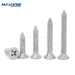 Stainless Steel Countersunk Flat Head Phillips Screws M1.4 M1.7 M2 M2.6 M3 M3.5 M4 M5 M6 Cross Self Tapping Screw for Wood Wall