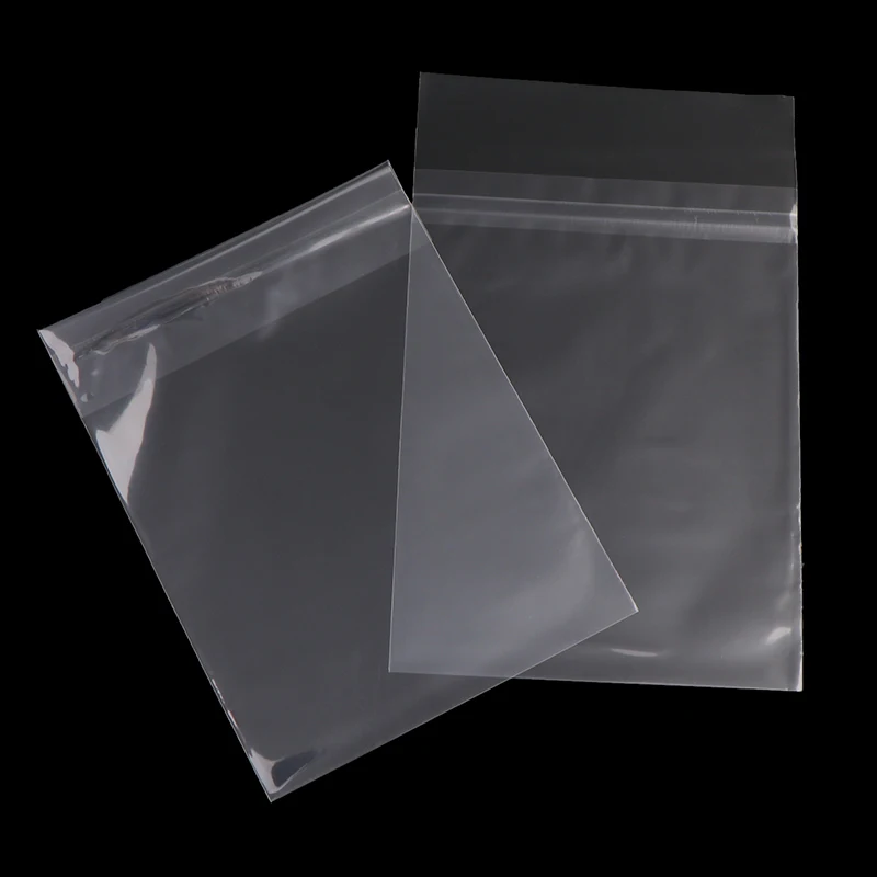 Fotografia 6: {YY30} 50 peças mangas externas protetoras transparentes à prova de poeira e resseláveis para dvd disco blu-ray saco de dvd autoadesivo 15.1*19.8cm