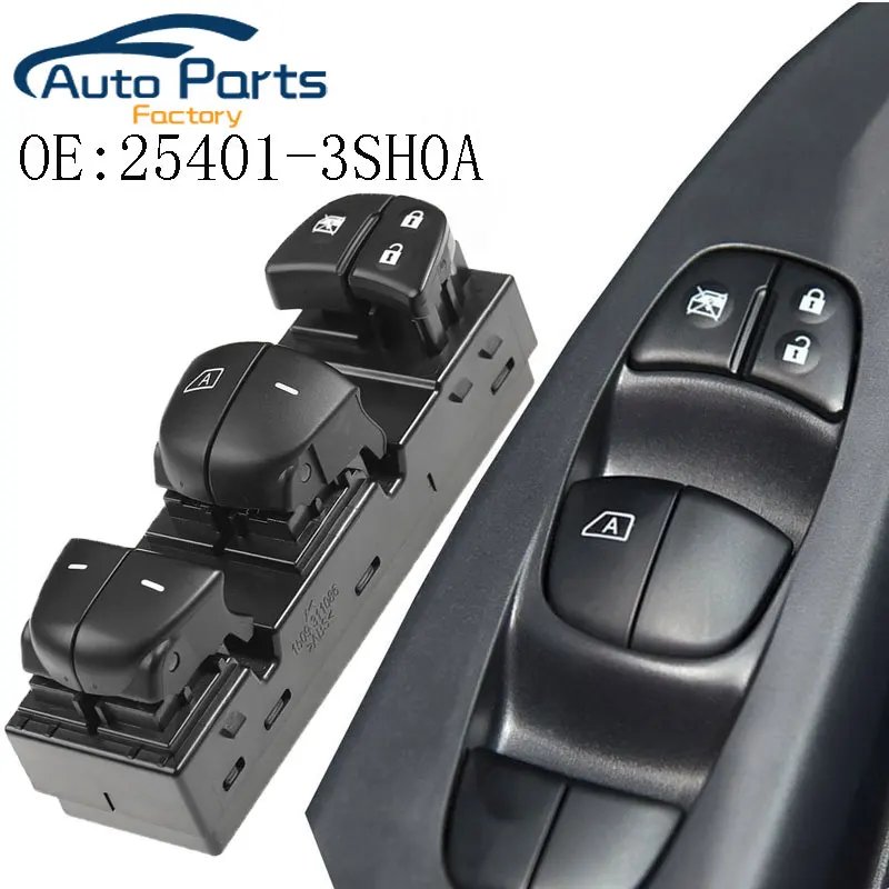 Nuevo interruptor maestro de ventanilla eléctrica para Nissan Juke Altima Tiida Sylphy x-trail Qashqai Rogue 2010-2017 25401-3SH0A 254013 SH0A