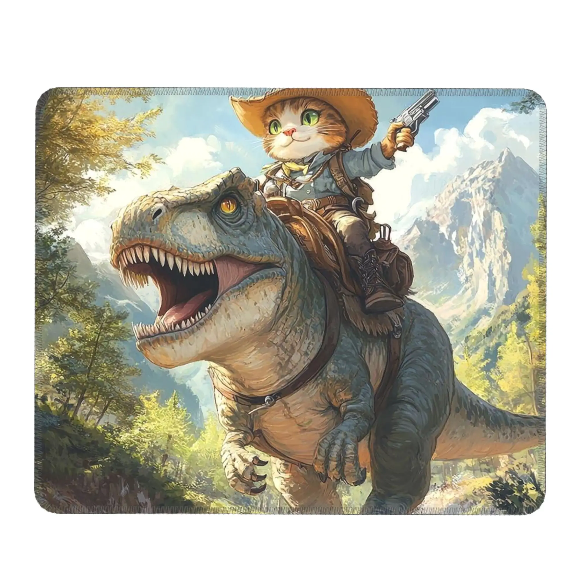 Samurai Cat Riding A Dinosaur Mouse Pad Computer Keyboard Mouse Mat Gamer PC Laptop Desk Mat Office Table Mats