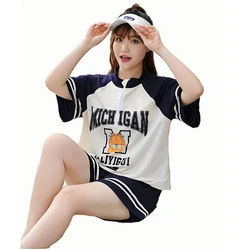 Slim Sport Women Swimsuit 3 Pieces Set Energy Girl Beach Fashion Clothing Swimming Suit Bra Shorts And t Shirt Cover Swimwear