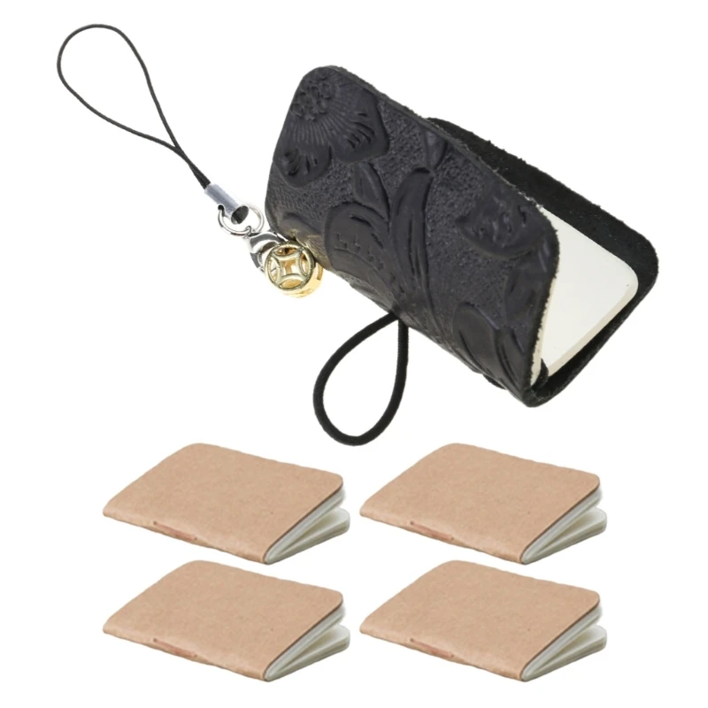 Elegant Leather Bound Pocket Sketchbook with Keyring for Travelers and Diarists