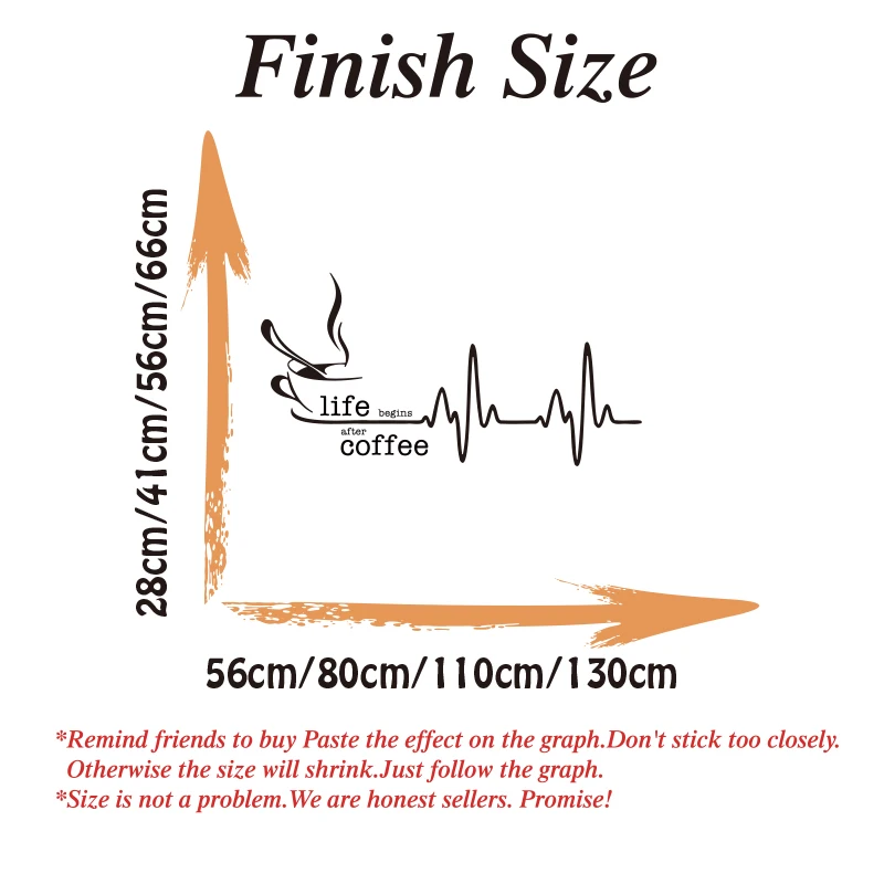 Life Begins After Coffee Heartbeat Wall Sticker Decal Kitchen Restaurant Cafe Shop Inspiral Quote  Home Decor