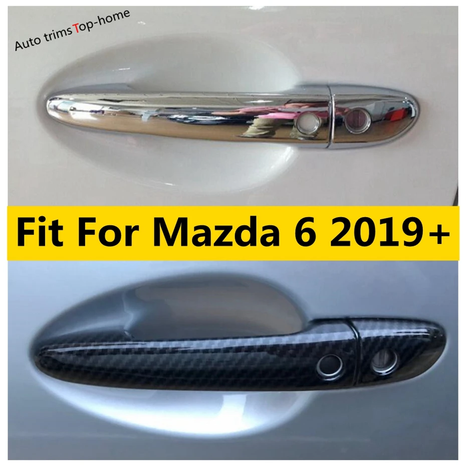 

Outside Door Pull Doorknob Handle Bowl Decoration Cap Cover Trim For Mazda 6 2019 - 2024 ABS Chrome Carbon Fiber Car Accessories