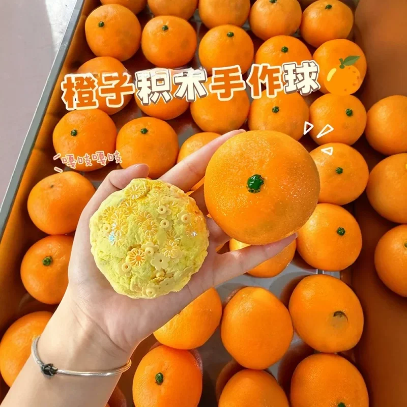 Crunchy Orange Squishy, Asmr Bead Filled Crispy Fruit Stress Ball Slow Rising Lemon Squishies Squeeze Fidget Toy Calming Gift