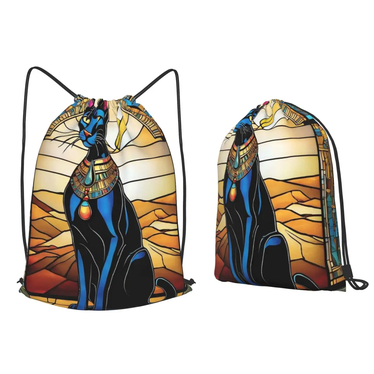 

Egyptian Cat. Backpacks Casual Drawstring Bags Sports Bag Book Bags for Man Woman School