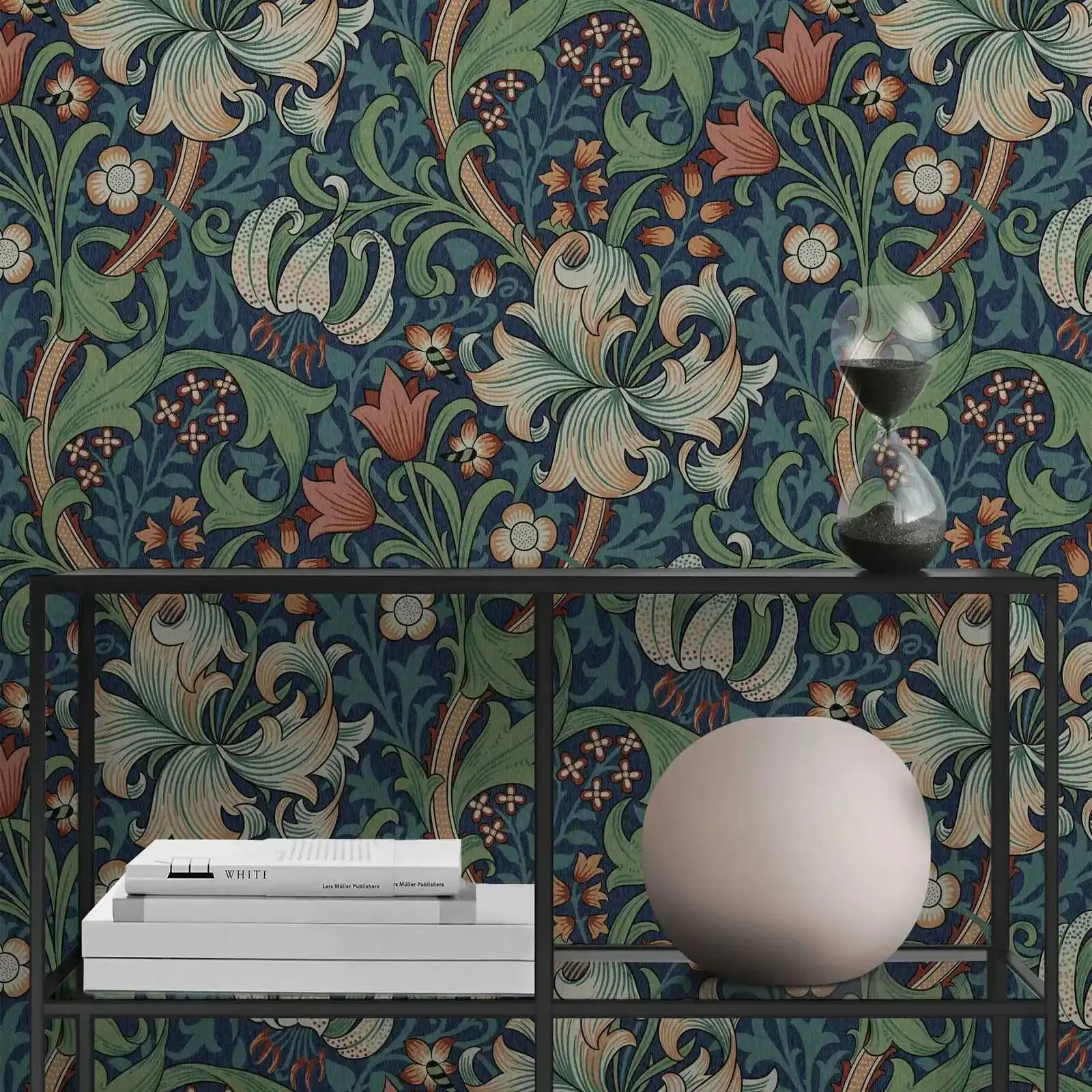 William Morris Lily Wallpaper,Vintage Floral Wall Paper For Home Decoration,Self-adhesive Or Traditional Un-paste Wall Mural