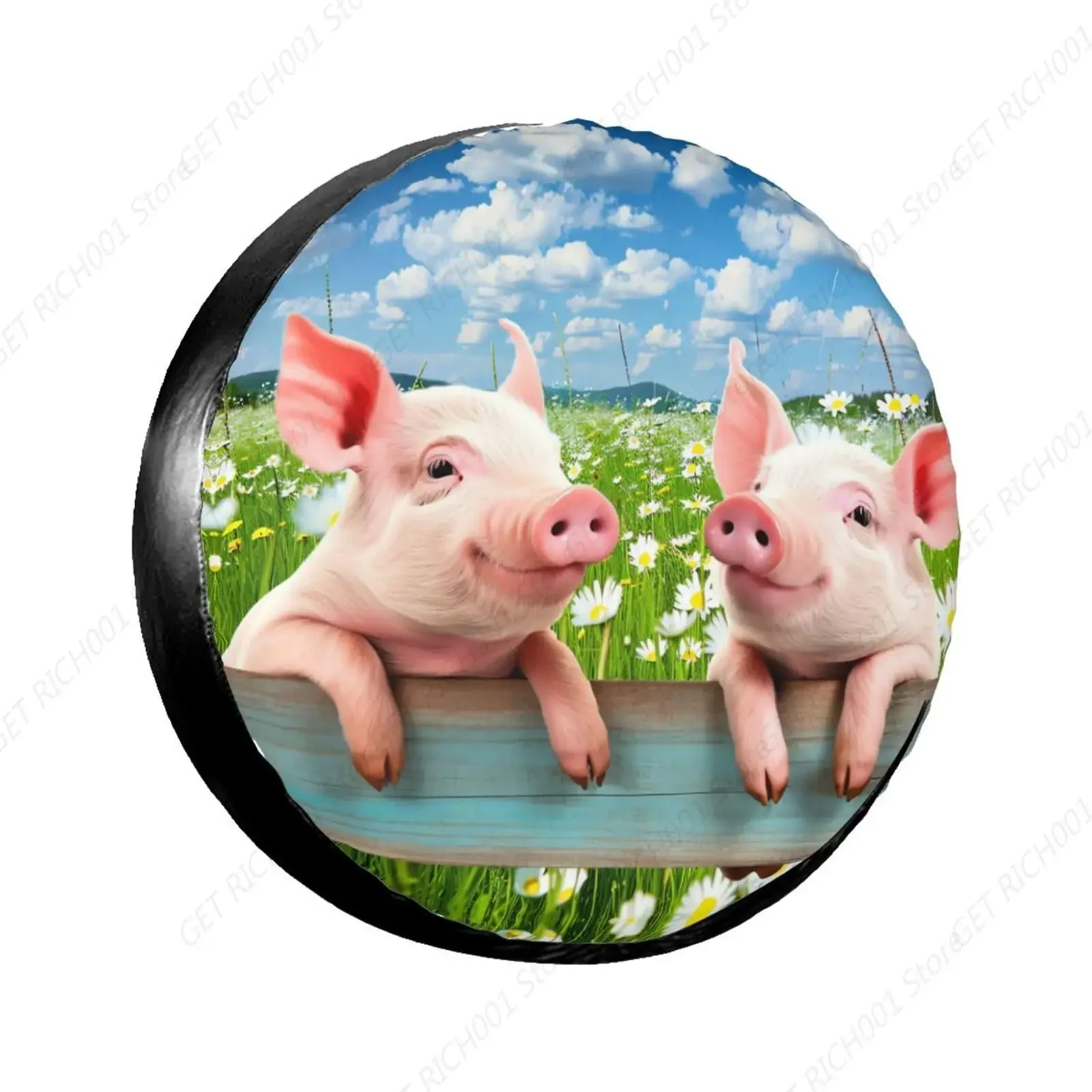 

Милый чехол для запасного колеса Daisy Pigs для внедорожника, грузовика, прицепа, чехлы на колеса, устойчивые к атмосферным воздействиям, универсальный, подходит для кемпера, путешествий на открытом воздухе