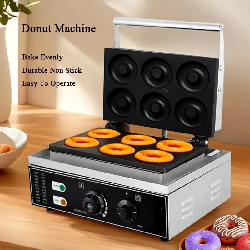 1550W 6 Grids Stainless Steel Electric Non-Stick Round Waffle Maker Crispy Pastry Machine