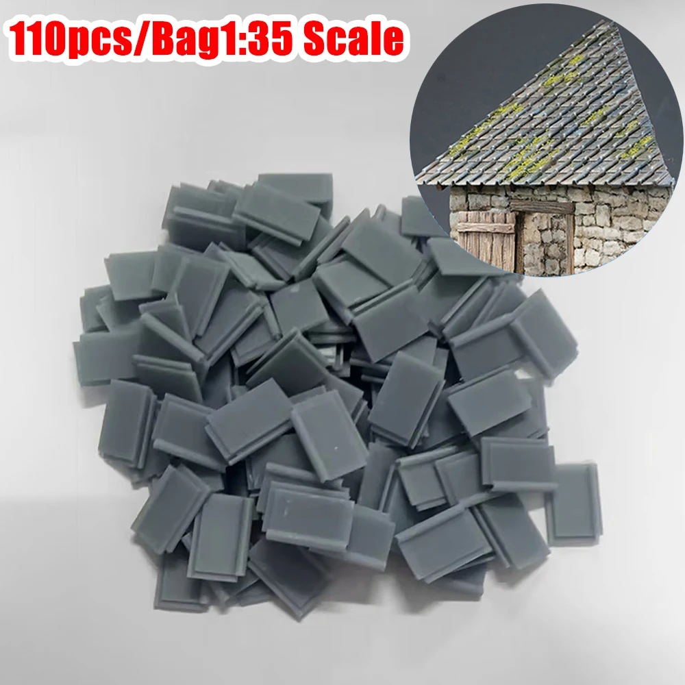 110 pçs/saco 1/35 modelo telhas (110 telhas) para layout diorama telhas onduladas kit diorama de telhado de construção em miniatura