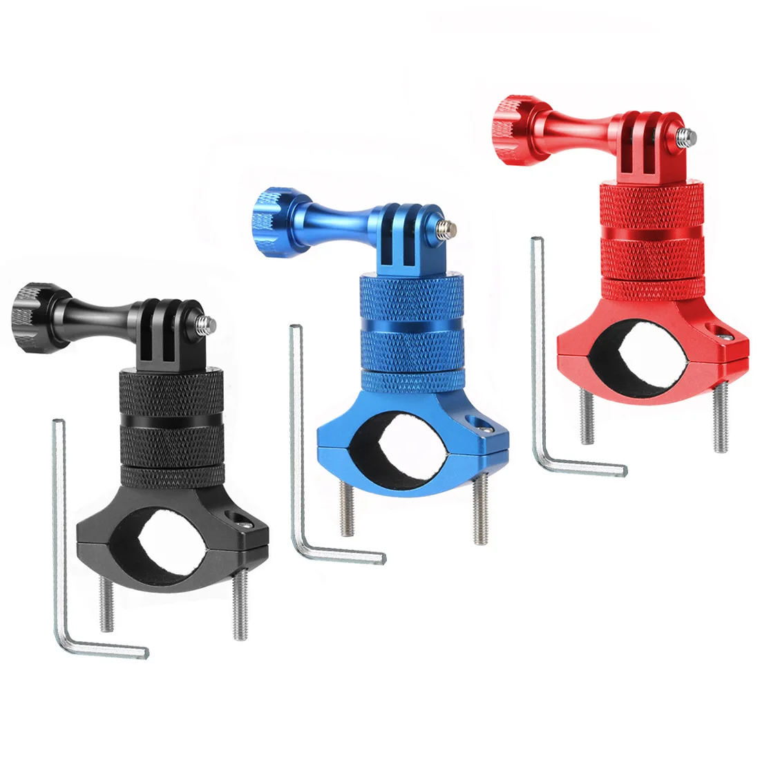 360 Degrees Rotary Aluminum Bike Bicycle Handlebar Mount for Gopro Hero 11 10 9 8 7 6 5 Session 1/4 Screw Action Camera Mounting