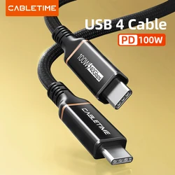 CABLETIME USB 4 Thunderbolt 4 Cable Compatible USB-IF Certified 8K@60Hz Data Transfer 100W Fast Charging for M1 Macbook C413