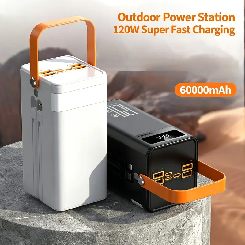 22.5W 50000mAh Power Bank with Built-in Cable for IPhone Huawei and Xiaomi Mobile Phones High - Capacity Mobile Powerbank