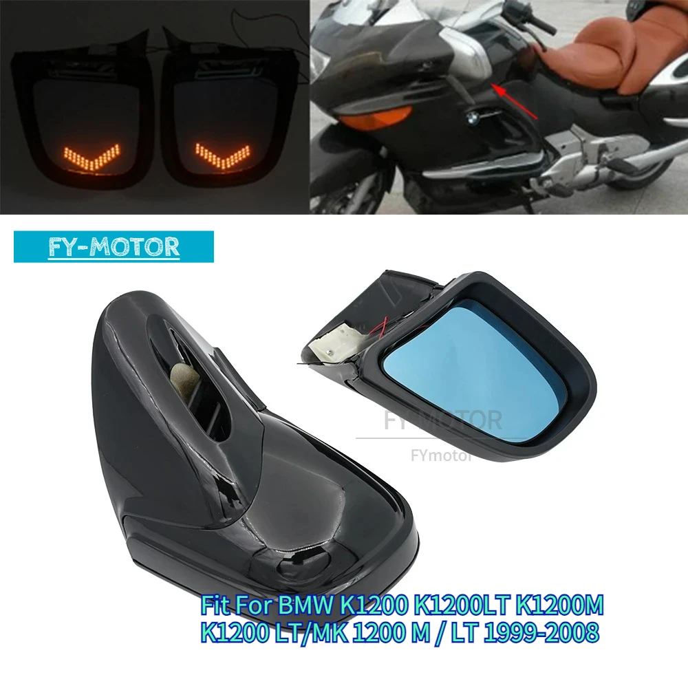 

For BMW K1200 Series LED Amber Turn Signal Side Mirrors, Integrated Light for K1200LT K1200M 1999-2008