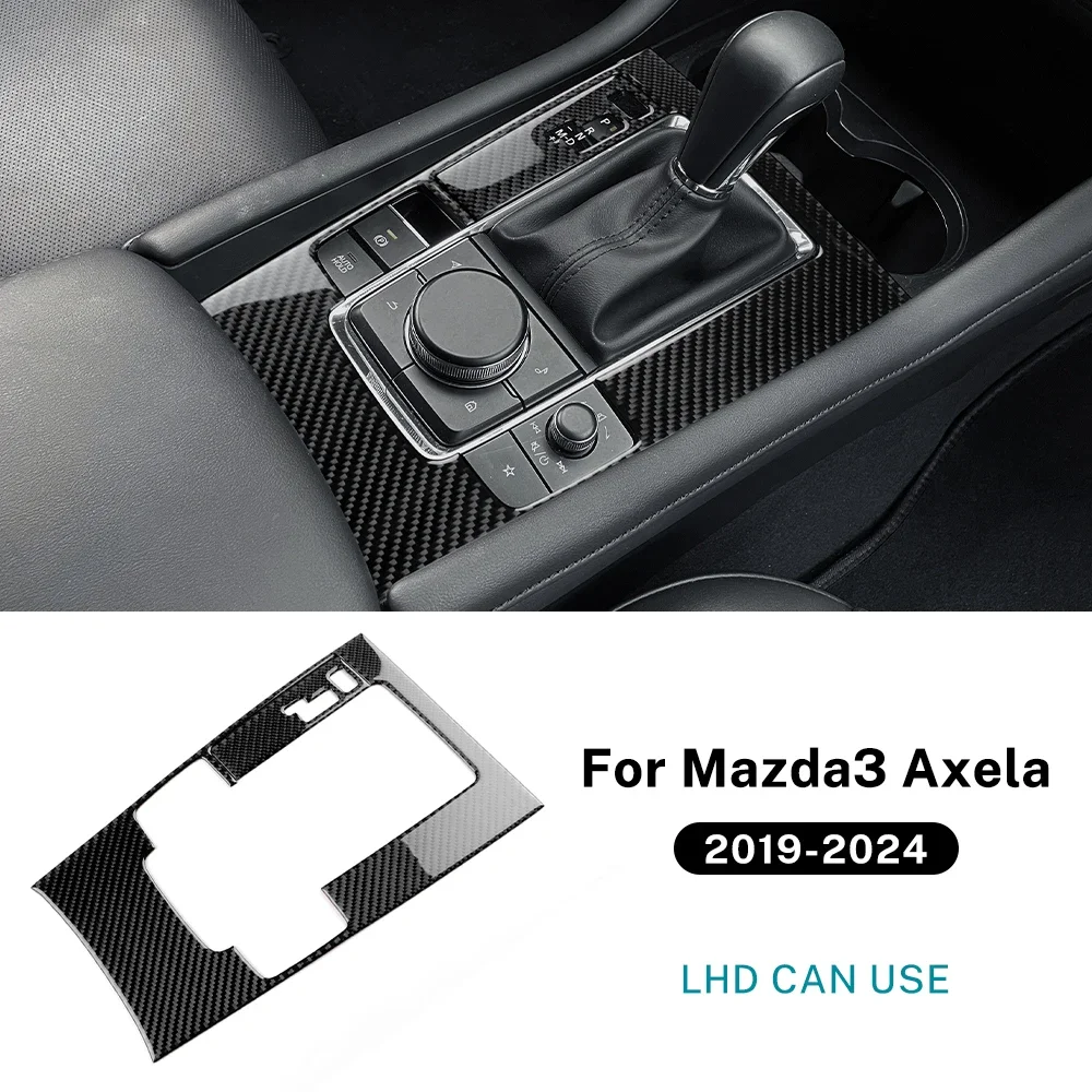 KUNGKIC Echte weiche Kohlefaser für Mazda 3 BP 2019 2020 2021 2022 2023 2024 2025 Mazda3 Axela Manueller automatischer Schalttafelaufkleber 10