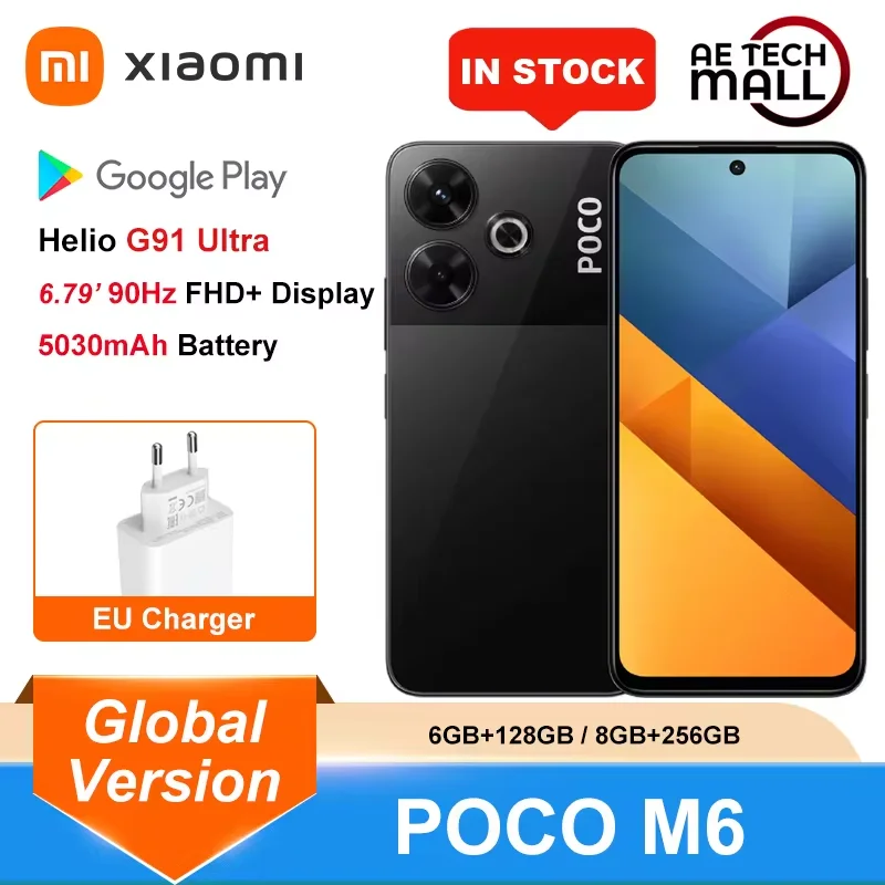 Global Version POCO M6 Smartphone NFC Helio G91 Ultra 108MP Pro-Grade Main Camera 33W Fast Charging 5030mAh Battery