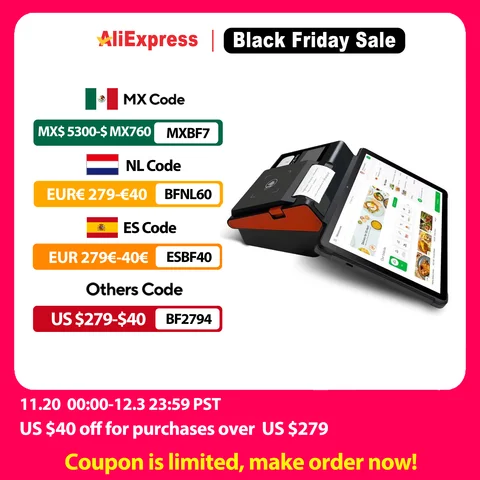 인텔 N97 윈도우 11 POS 단말기, 80mm 감열 프린터, 8G+128G 메모리, 배터리 내장 대형 화면 POS, 2D 스캐너 WIFI6 BT