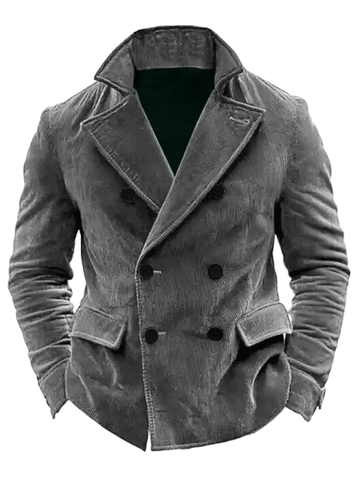 Men's Velvet Double Breasted Blazer Notch Lapel Casual Sport Coat Slim Fit Vintage Formal Suit Jacket for Party Daily Business