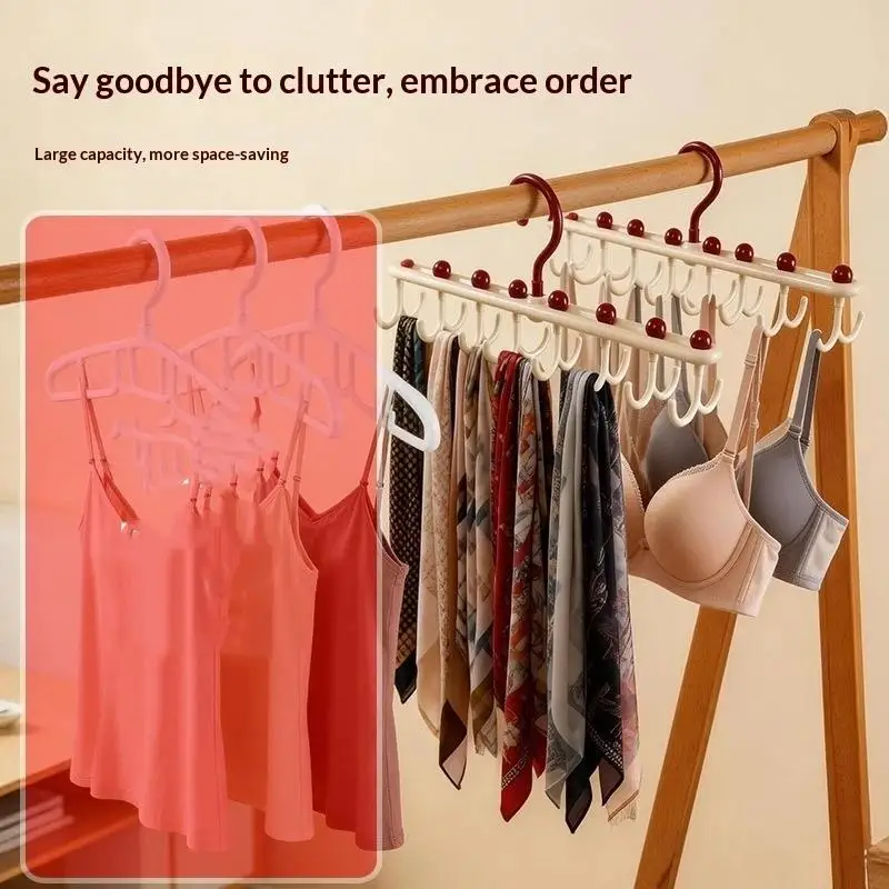 Plastic Underwear Vest Storage Rack 16 Hooks Dopamine Tie Belt Hanger Rotating Space Saving Balcony Clothes Drying Rack