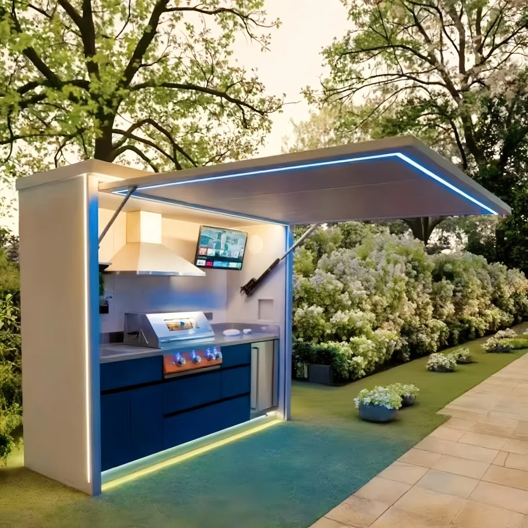 Full System Mobile Prefab Pod Aluminium Outdoor Summer Bbq Party Garden Villa Kitchen with Sink