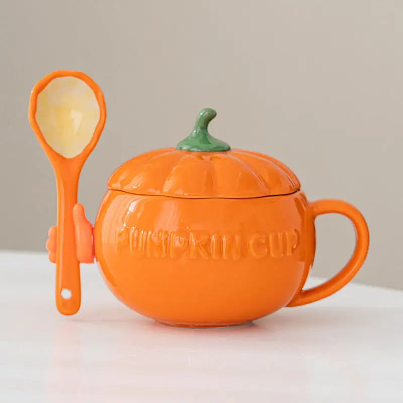 Modern Cute Fruit Shape Cup 300ml Mug Drinkware Cartoon Pumpkin Tomato Avocado Ceramic Coffee Cup Couple Teacup Home Decoration