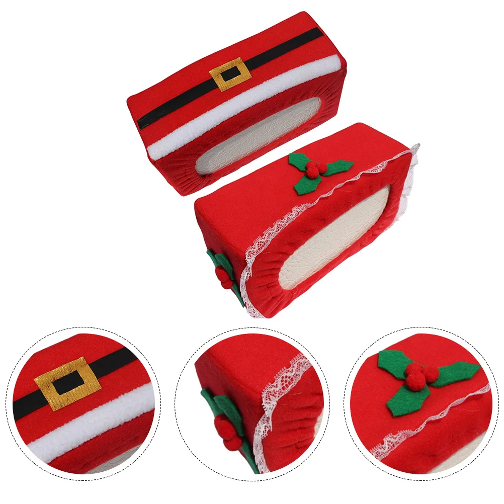 

2 Pcs Party Tissue Box Christmas Decoration Holder Fashionable of Red Favors Boxes