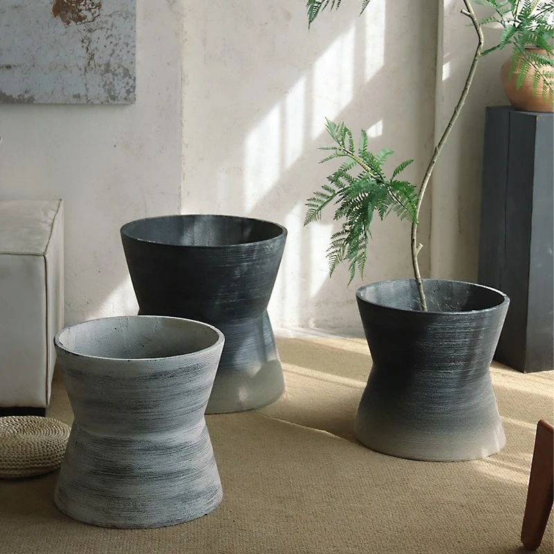 Hourglass type creative cement planter indoor living room green plant pot hotel shopping mall sales office large green plant pla