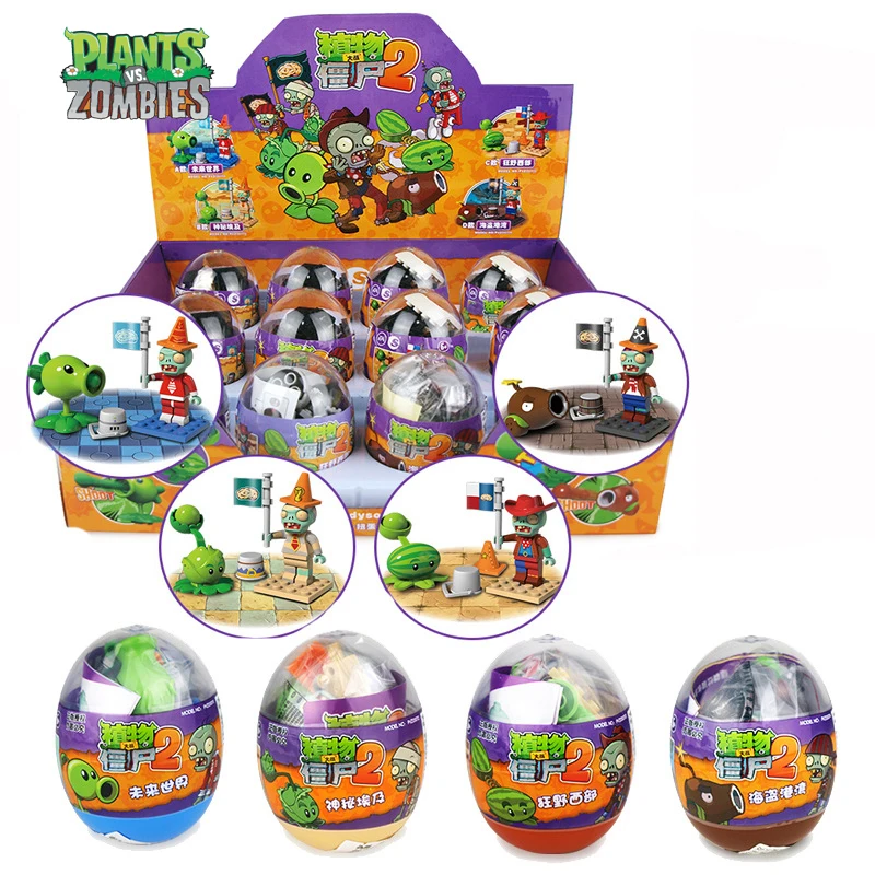 Plants Vs Zombies Surprise Capsules Toys Kids Assembling Building Blocks Game Figure Model Dolls Children's Puzzle Toy Gifts