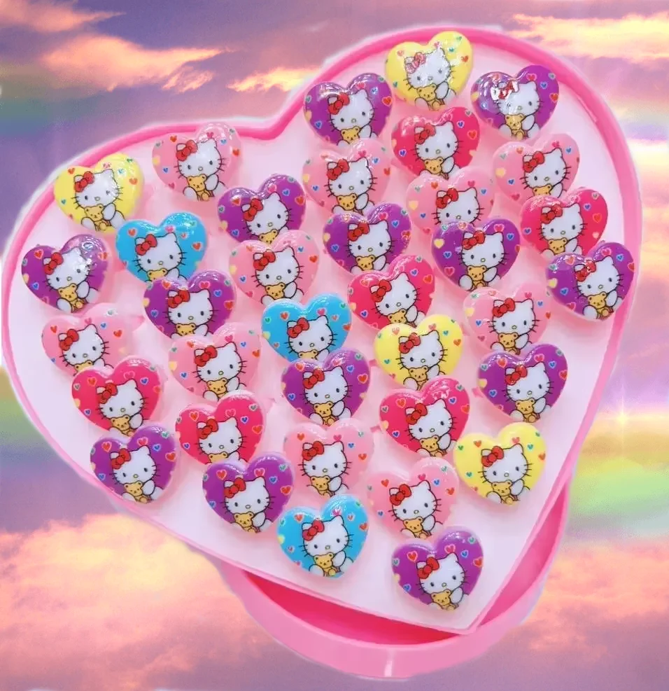 

hair clip Sanrio hello kitty 36pcs Children Acrylic Animal Ring Birthday Gift Jewelry Hair accessories birthday present