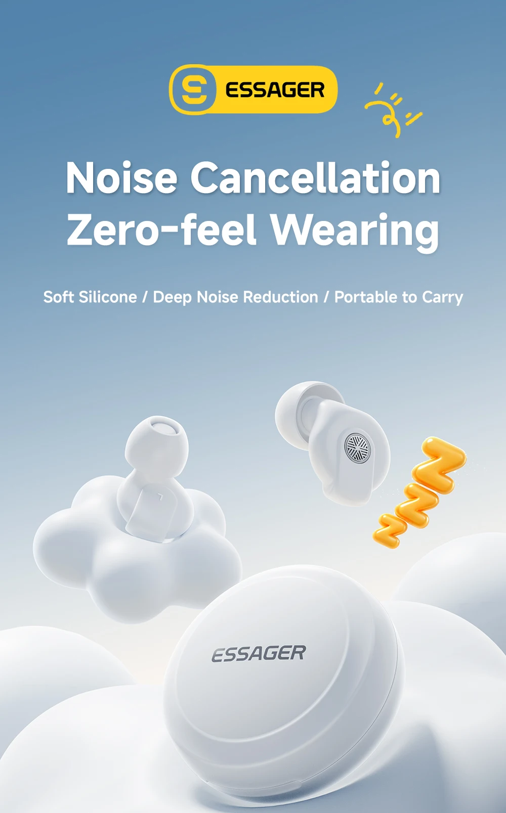 Essager Silicone EarPlugs for Sleeping Noise Cancelling Reusable Ear Plug Hearing Protection Ear Plugs for Study Work Sleep